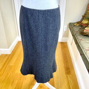 Lauren Ralph Lauren Skirt Wool Tweed Trumpet Hem Gray (8)